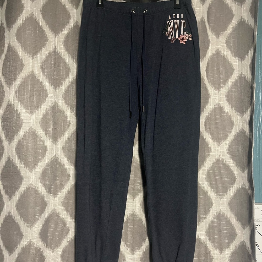 Aeropostale Navy Joggers with Pink Floral Detail